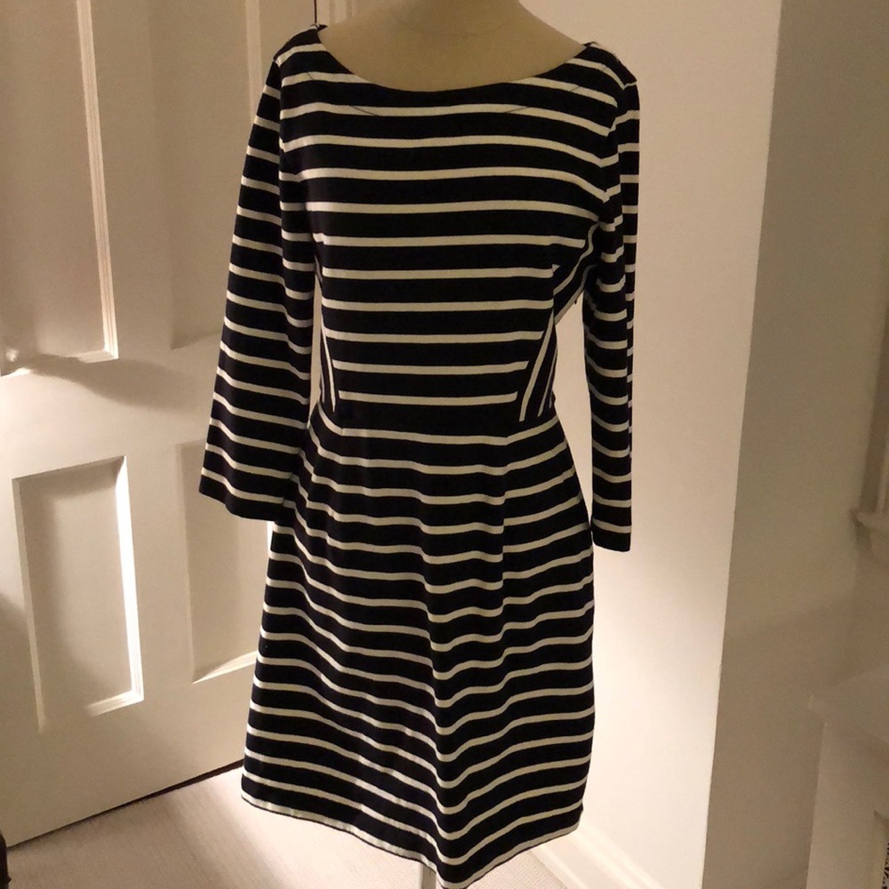 Boatneck, cotton striped dress